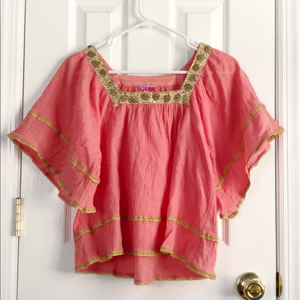 Free People - Coral Pink Flowy Top